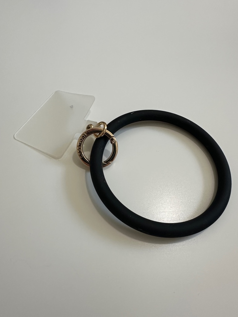case-mate Black Silicone Wrist Key Ring with Rose Gold Hardware
